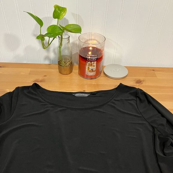 Nina Leonard Tops - Nina Leonard Black Long Sleeve Tunic Length Layered Top Size 1X